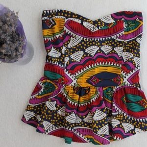 Colorful Strapless Top